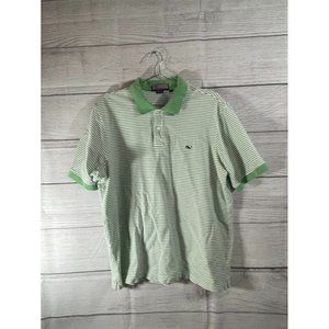 Vineyard Vines - Men's XL White/Green Stripe Short Sleeve Polo Shirt
